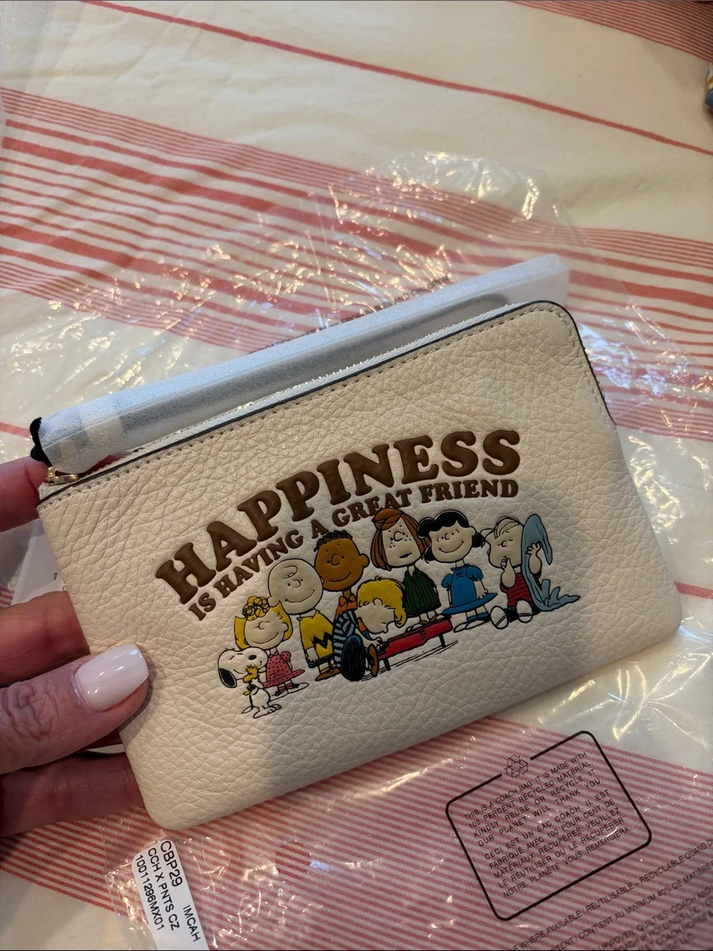 Coach Wristlet Clutch in Cream with Black Accent